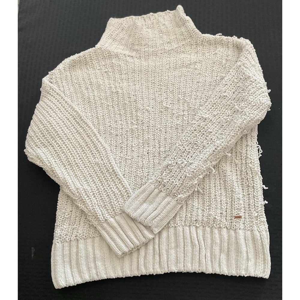 PINK Victoria's Secret Sweater Womens XS White Chunky Knit Turtleneck Pullover